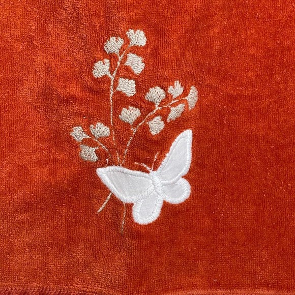 Vintage Ames Hand Towel Orange with Butterfly MCM Mid-Century Modern Retro Mod - Picture 3 of 6
